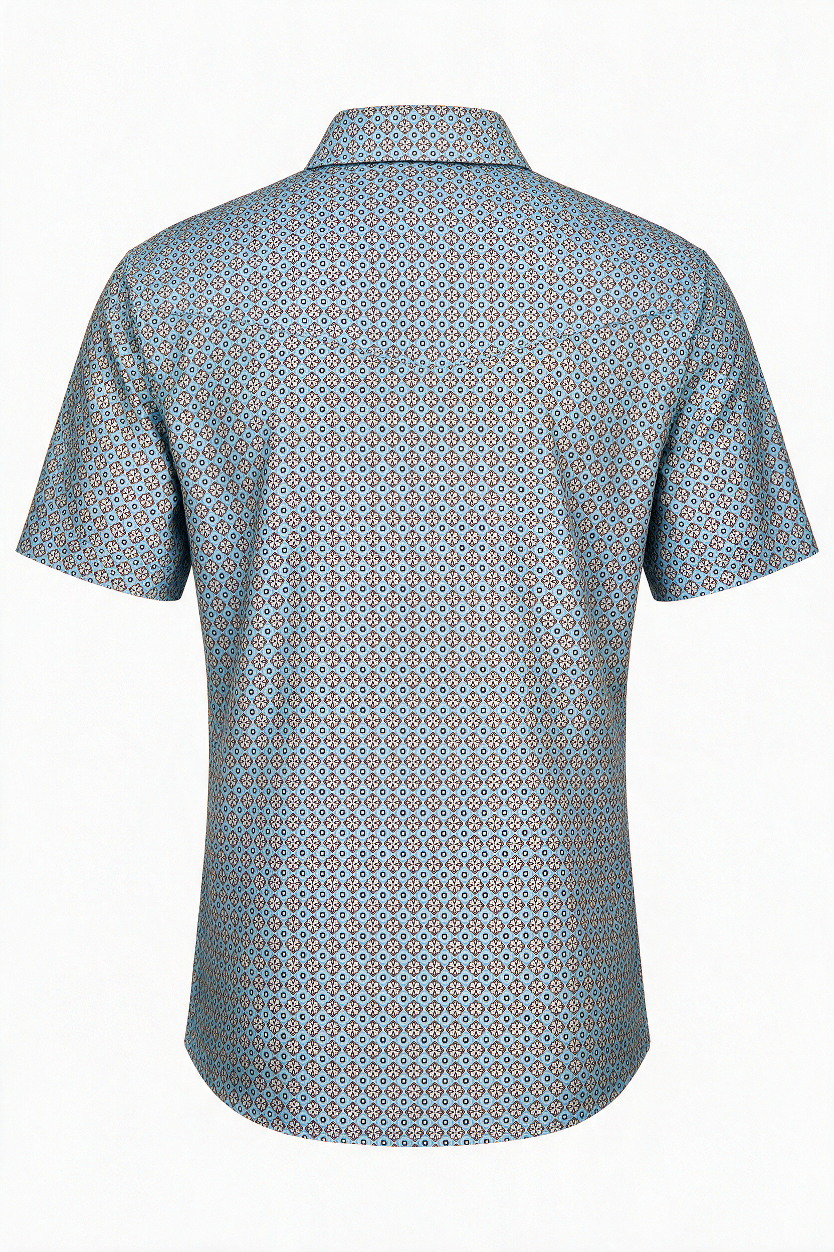 Men's Short Sleeve Pearl Snap Print Shirt-PS100S-1182