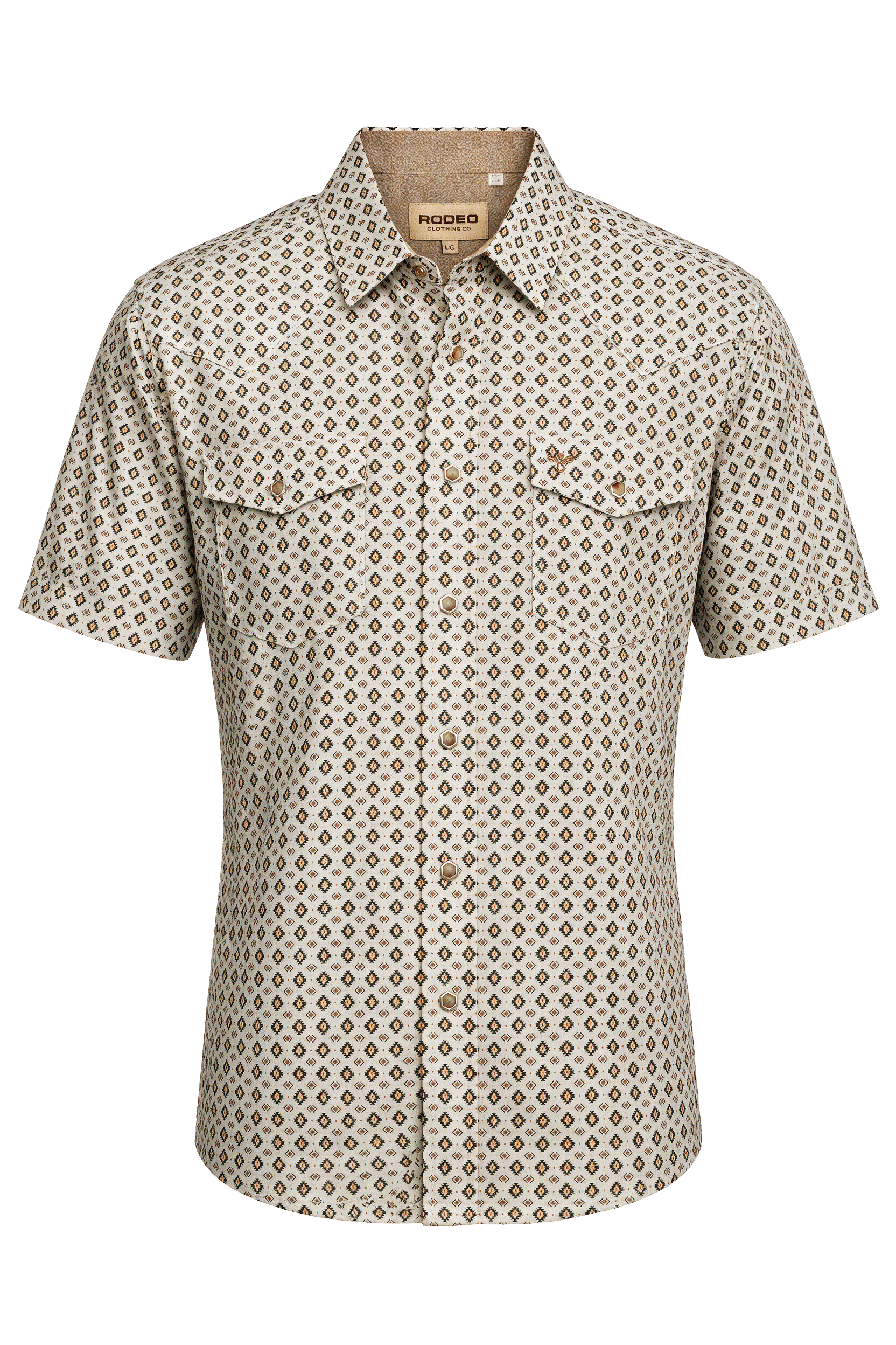 Men's Short Sleeve Pearl Snap Print Shirt-PS100S-1183