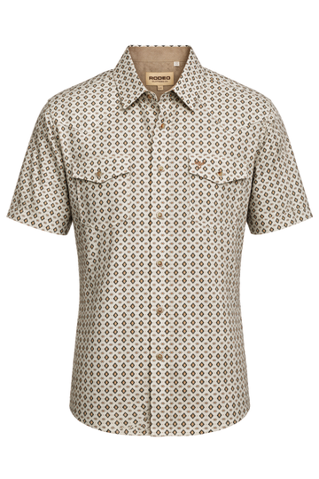 Men's Short Sleeve Pearl Snap Print Shirt-PS100S-1183