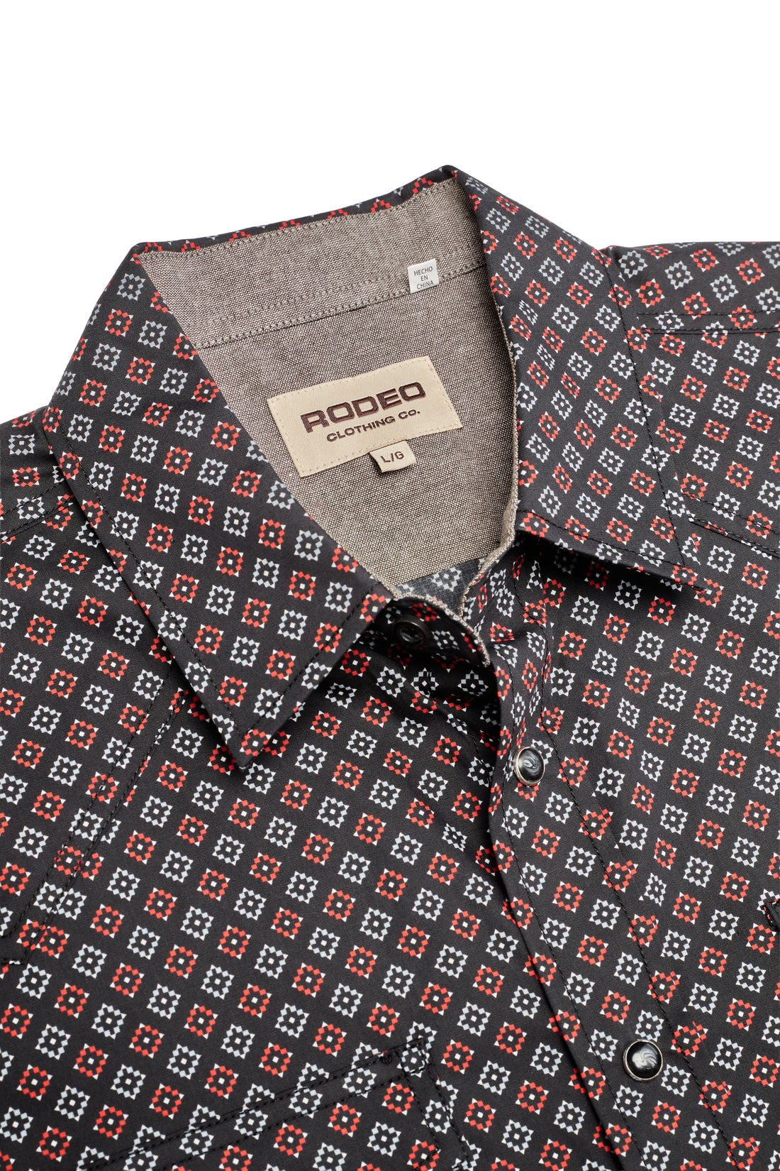 Men's Short Sleeve Pearl Snap Print Shirt-PS100S-1184