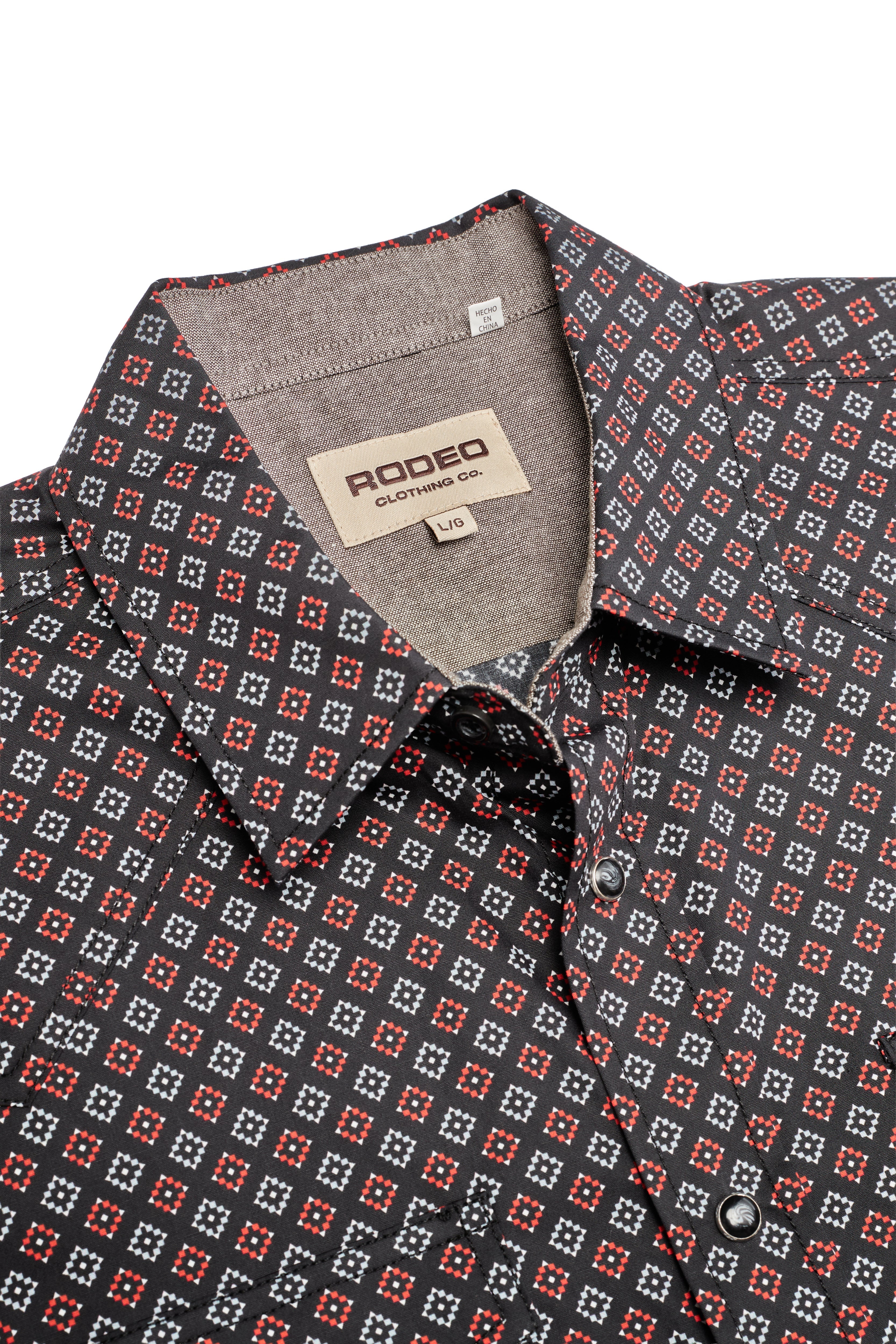 Men's Short Sleeve Pearl Snap Print Shirt-PS100S-1184
