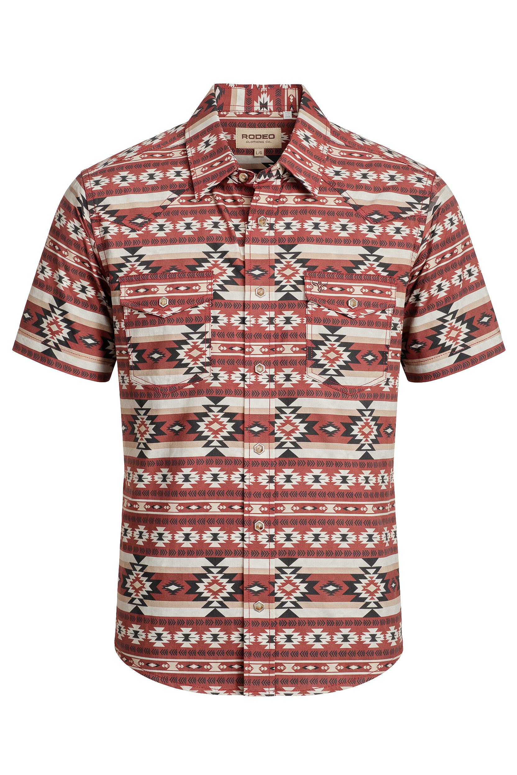 Men's Short Sleeve Pearl Snap Print Shirt-PS100S-1186