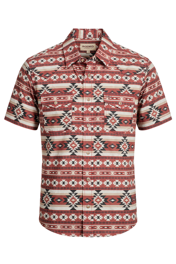 Men's Short Sleeve Pearl Snap Print Shirt-PS100S-1186