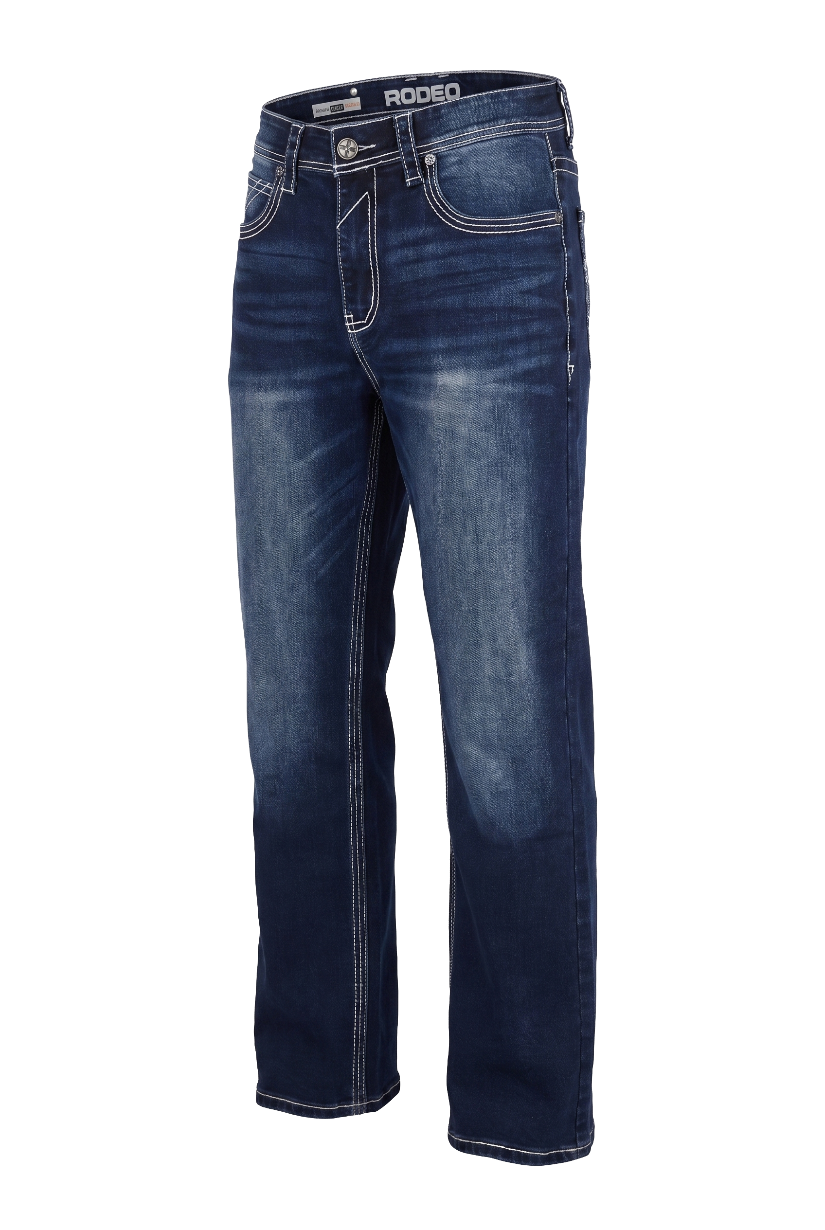 MEN'S COTTON/SPANDEX STRETCH FANCY SLIM STRAIGHT JEANS-RP500-504-DKBLUE