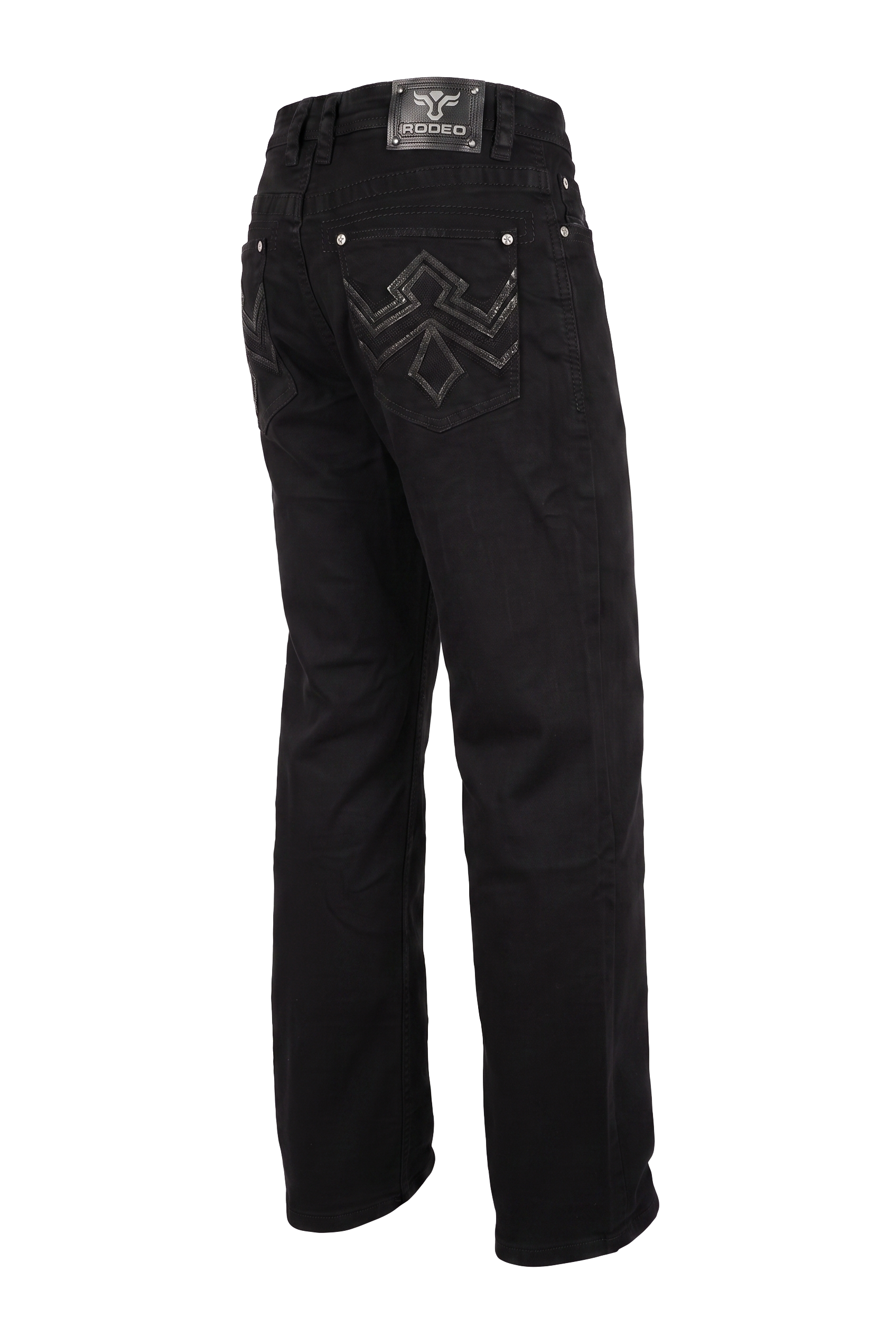 MEN'S COTTON/SPANDEX STRETCH FANCY SLIM STRAIGHT JEANS-RP500-504-JET BLACK