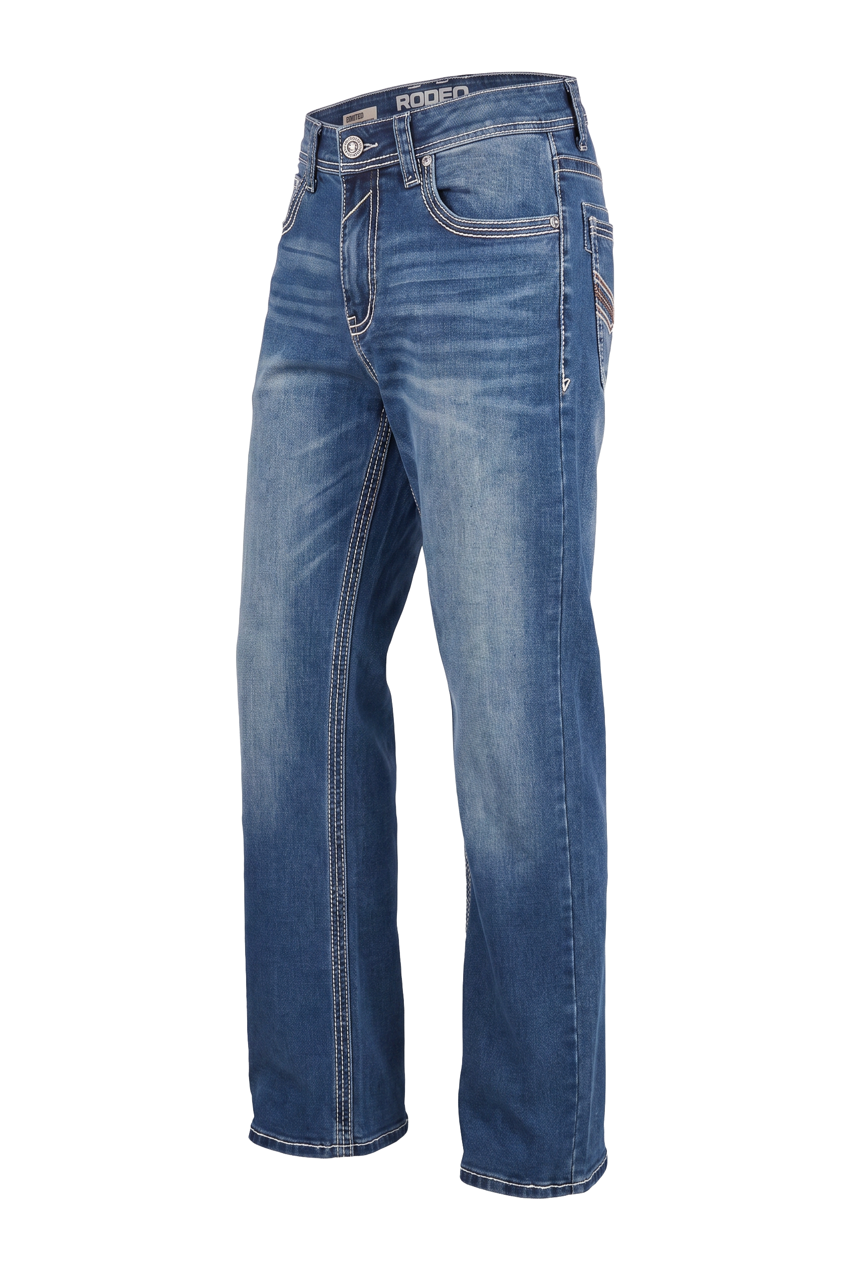 MEN'S COTTON/SPANDEX STRETCH FANCY SLIM STRAIGHT JEANS-RP500-504-LT BLUE