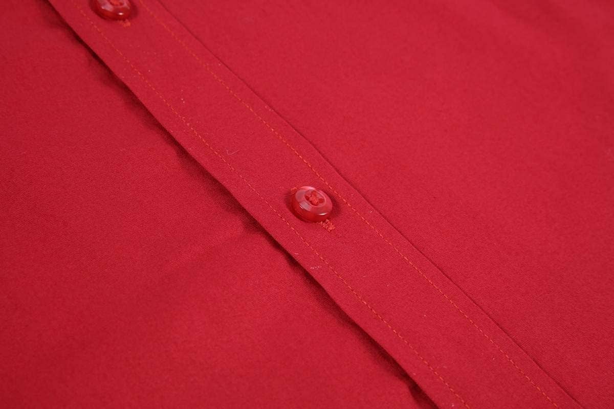 Calvetti Mens Dress Shirts Wrinkle Free Regular Long Sleeve Shirts-RED - Rodeo Clothing wholesale 