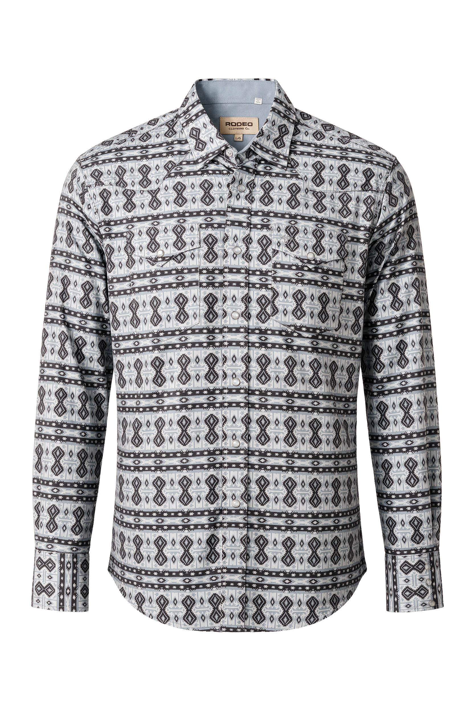 Men's Western Pearl Snap Aztec Print Shirt-MPS110L-1161