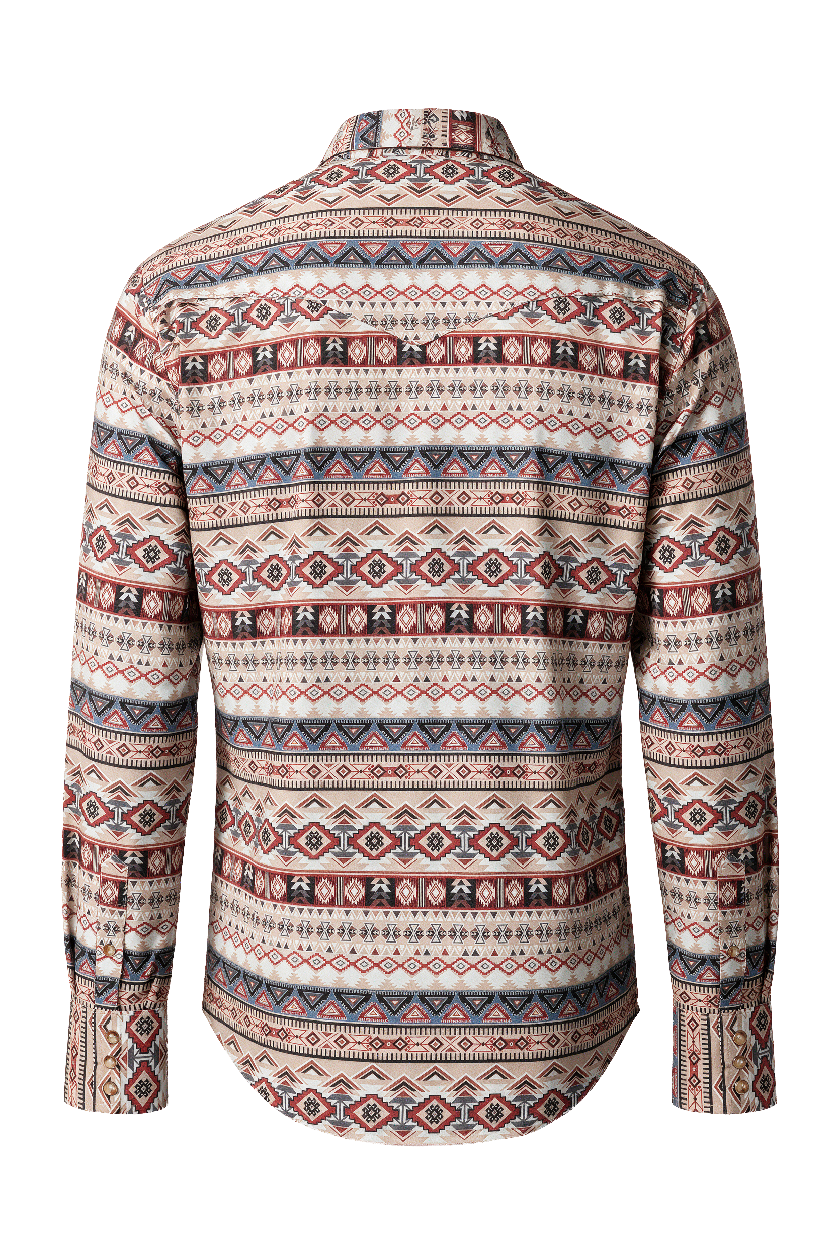 Men's Western Pearl Snap Aztec Print Shirt-MPS110L-1164