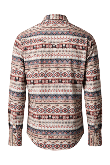 Men's Western Pearl Snap Aztec Print Shirt-MPS110L-1164