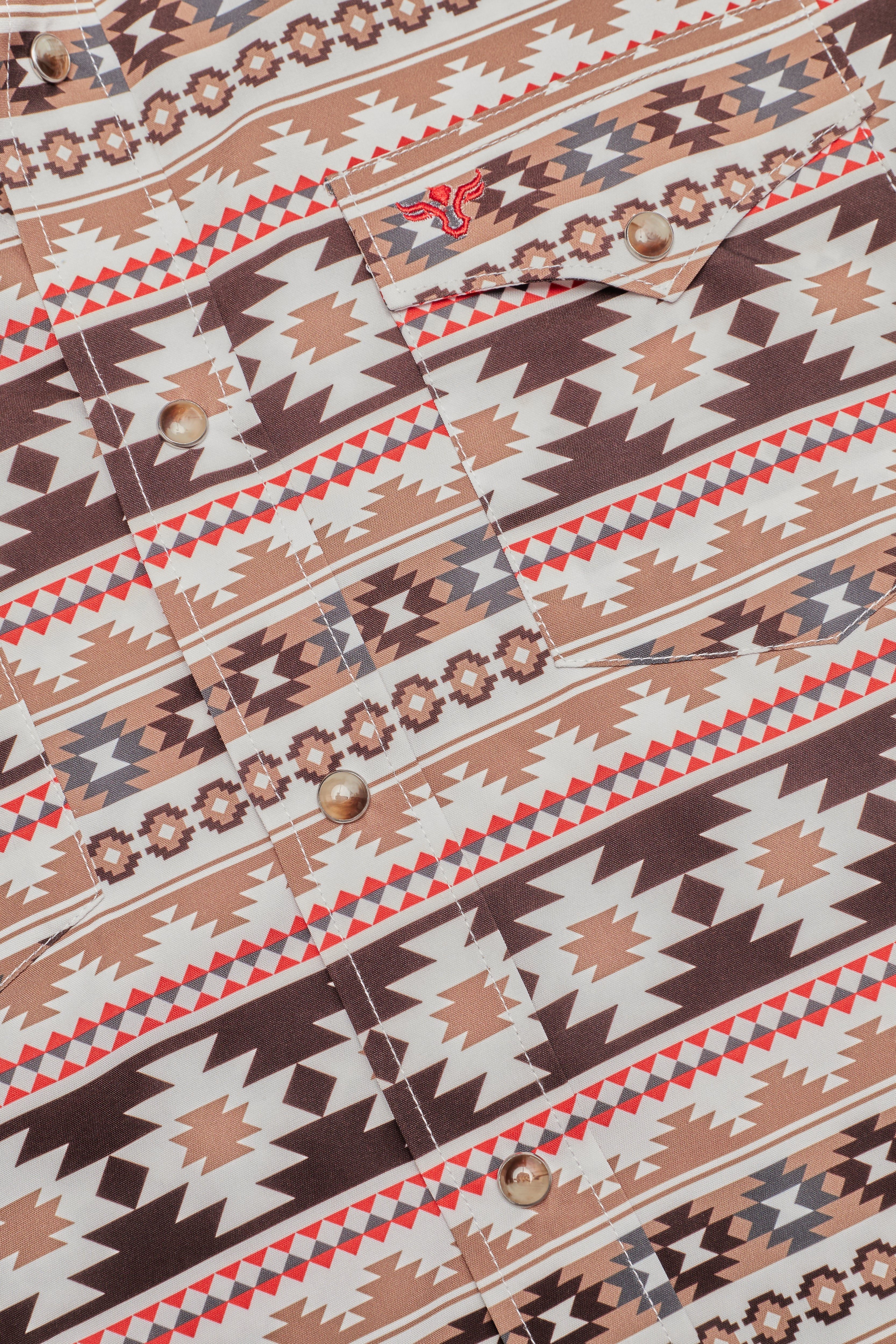 Men's Western Pearl Snap Aztec Print Shirt-MPS110S-1056