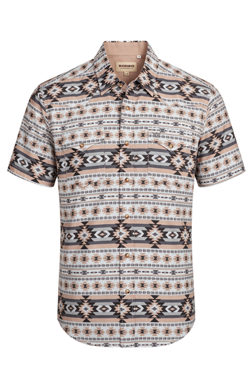 Men's Western Pearl Snap Aztec Print Shirt-MPS110S-1164
