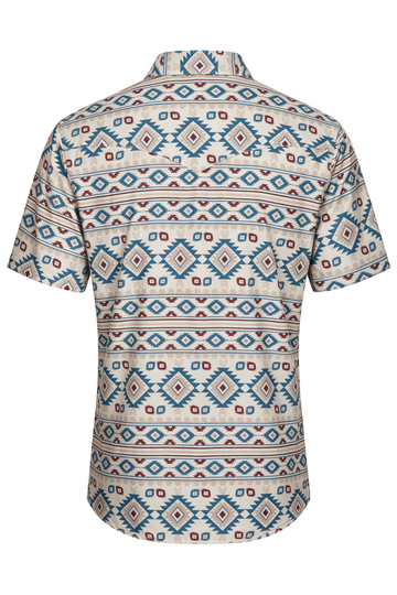 Men's Western Pearl Snap Aztec Print Shirt-MPS110S-1168
