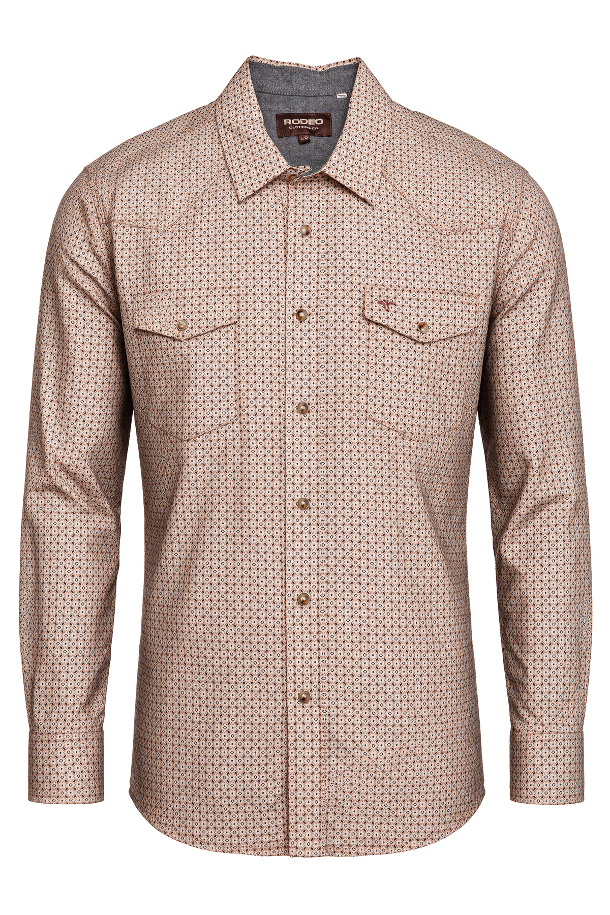 Men's Western Pearl Snap Print Shirt-PS100L-1082