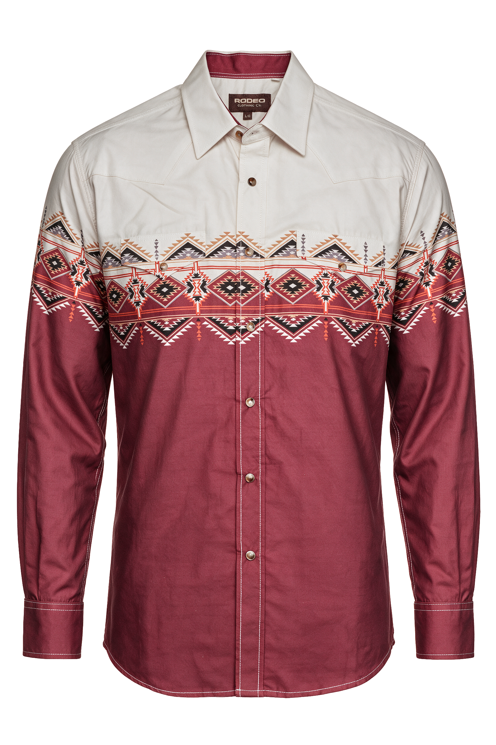 Men's Western Pearl Snap Print Shirt-PS100L-1088