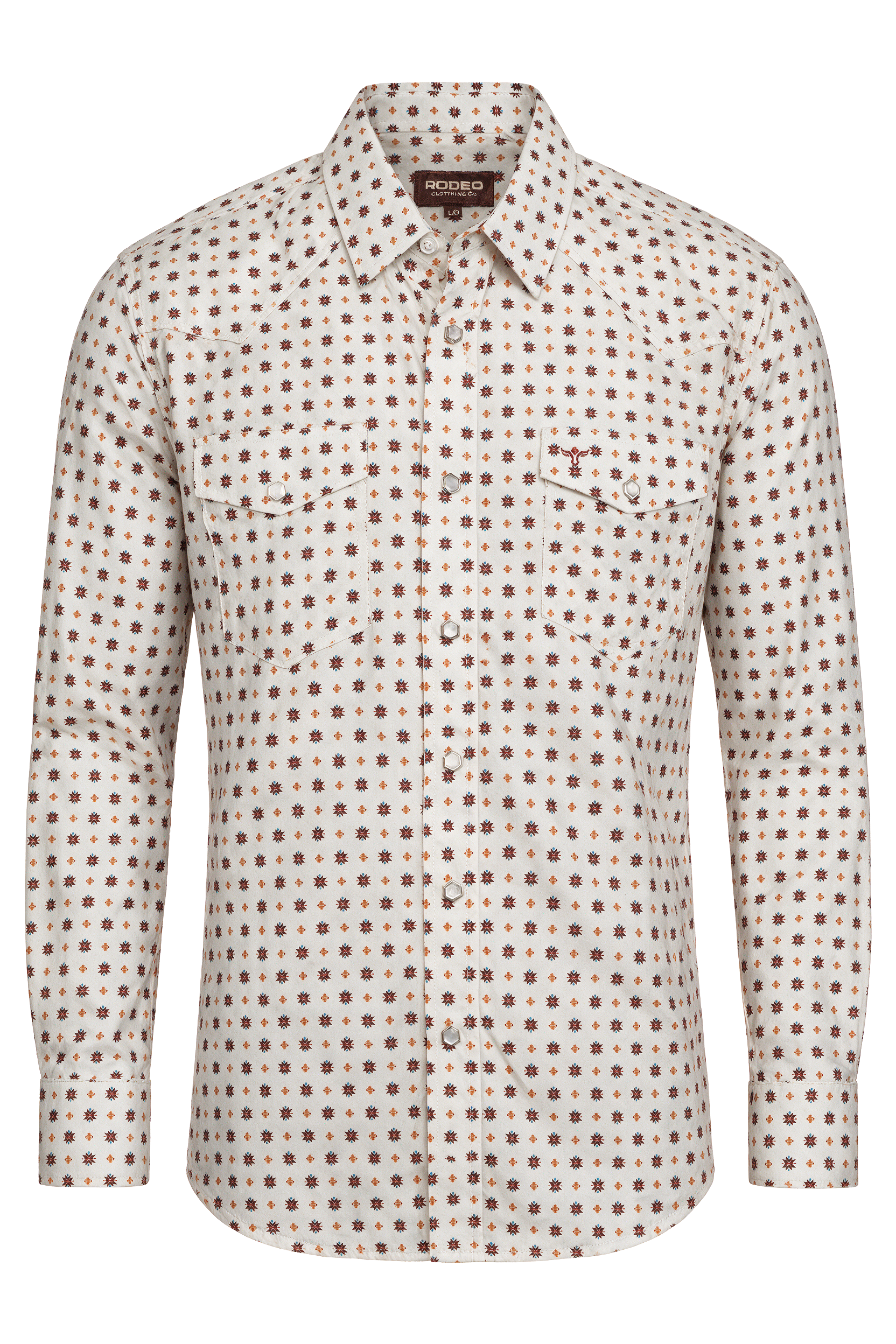 Men's Western Pearl Snap Print Shirt-PS100L-1112