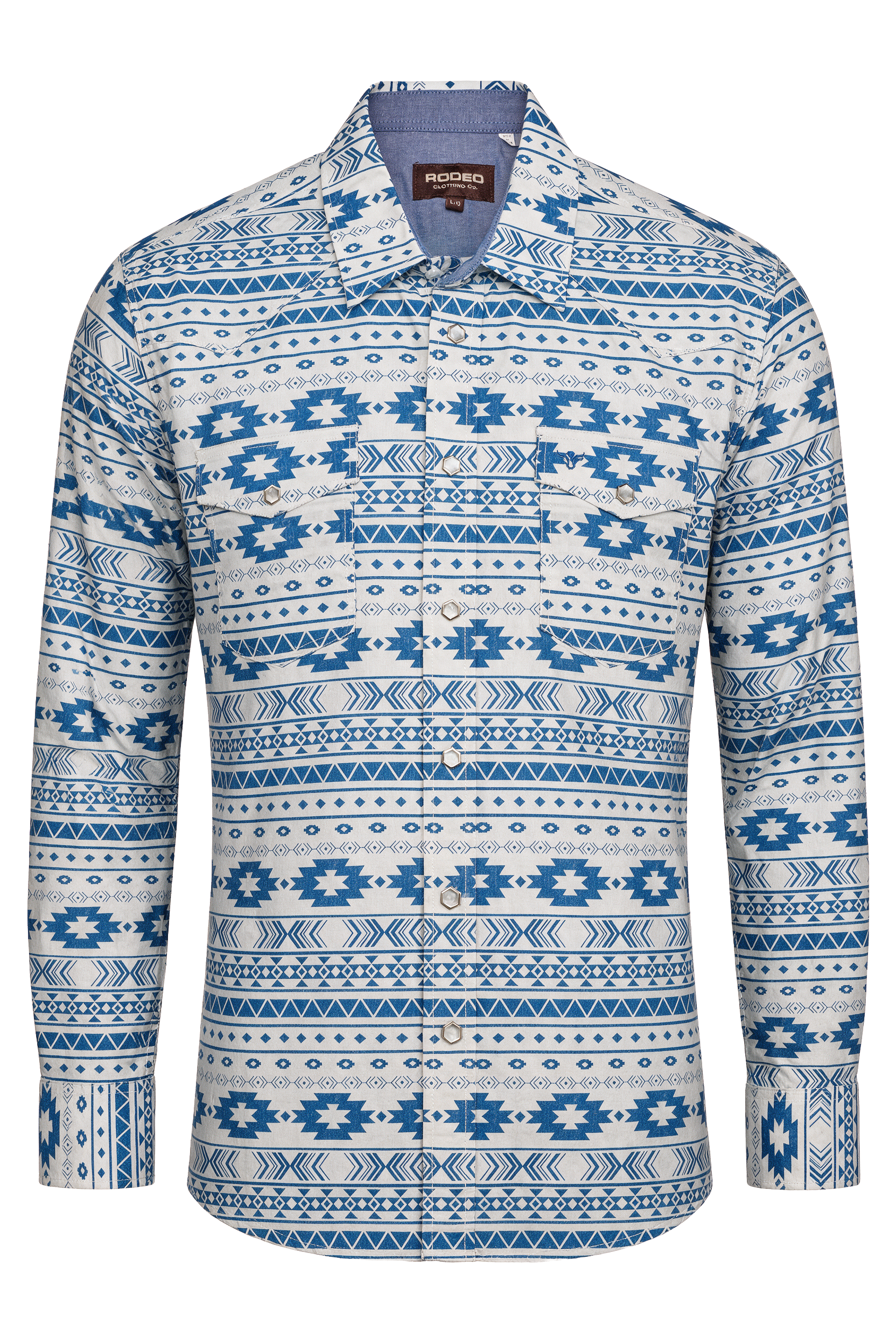 Men's Western Pearl Snap Print Shirt-PS100L-1113