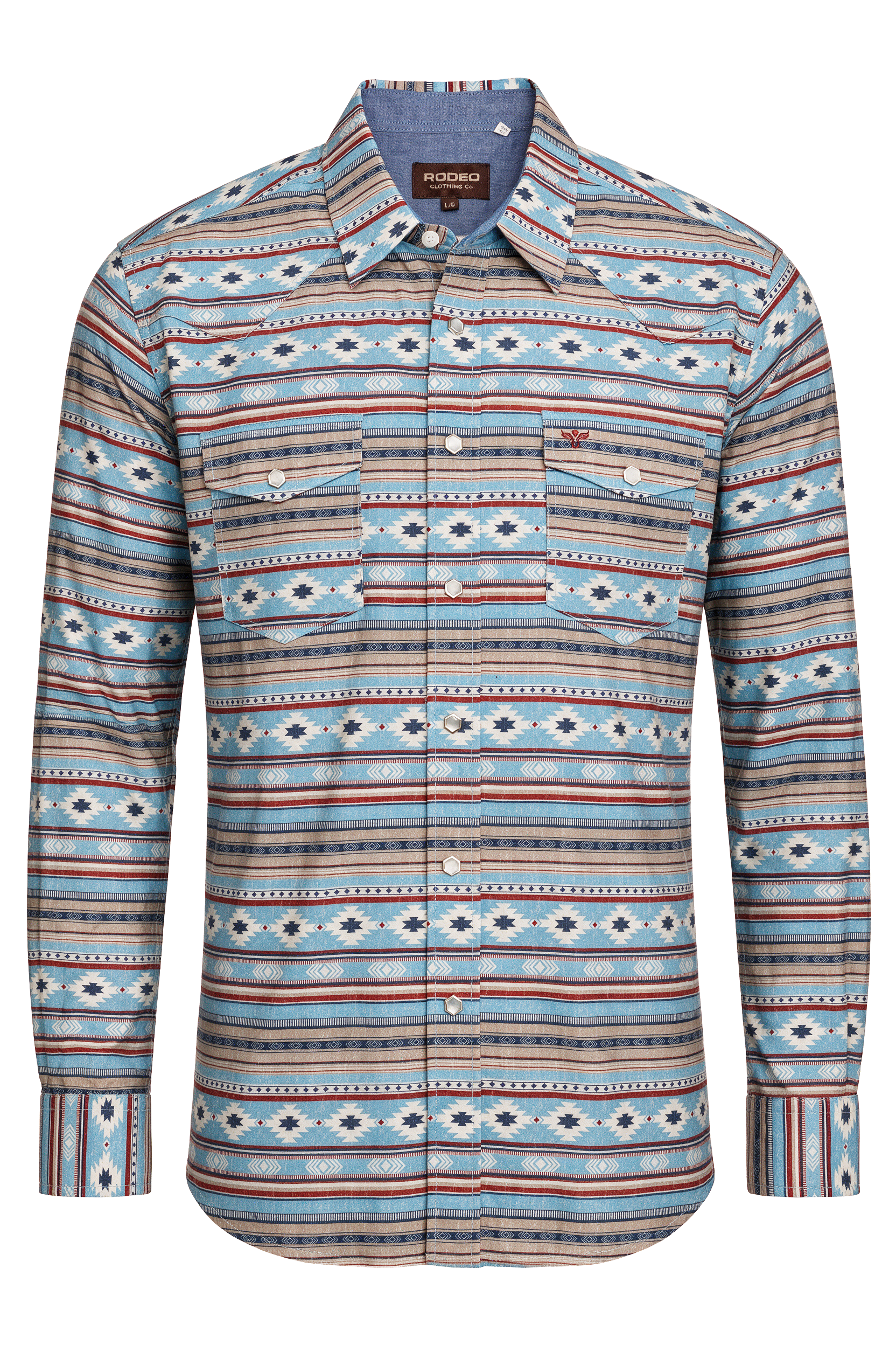 Men's Western Pearl Snap Print Shirt-PS100L-1118