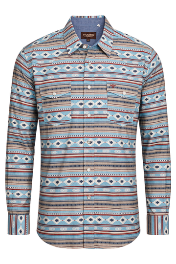 Men's Western Pearl Snap Print Shirt-PS100L-1118
