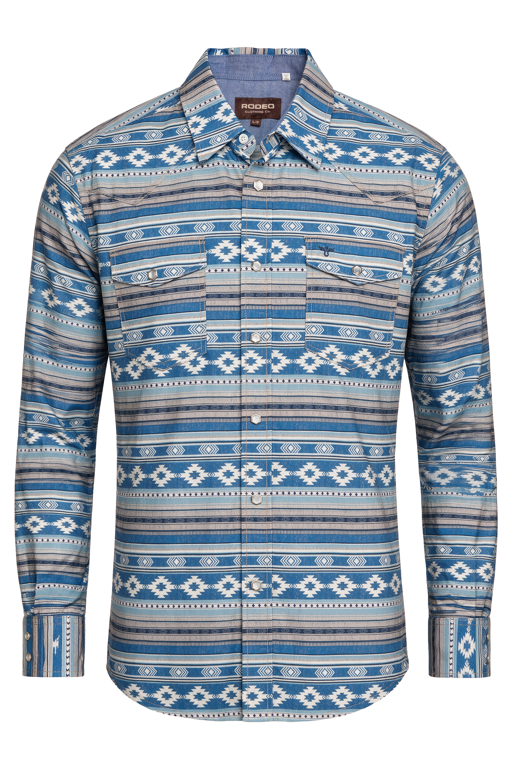 Men's Western Pearl Snap Print Shirt-PS100L-1119
