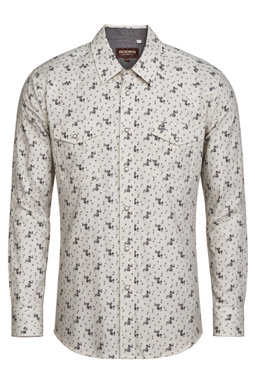 Men's Western Pearl Snap Print Shirt-PS100L-1121