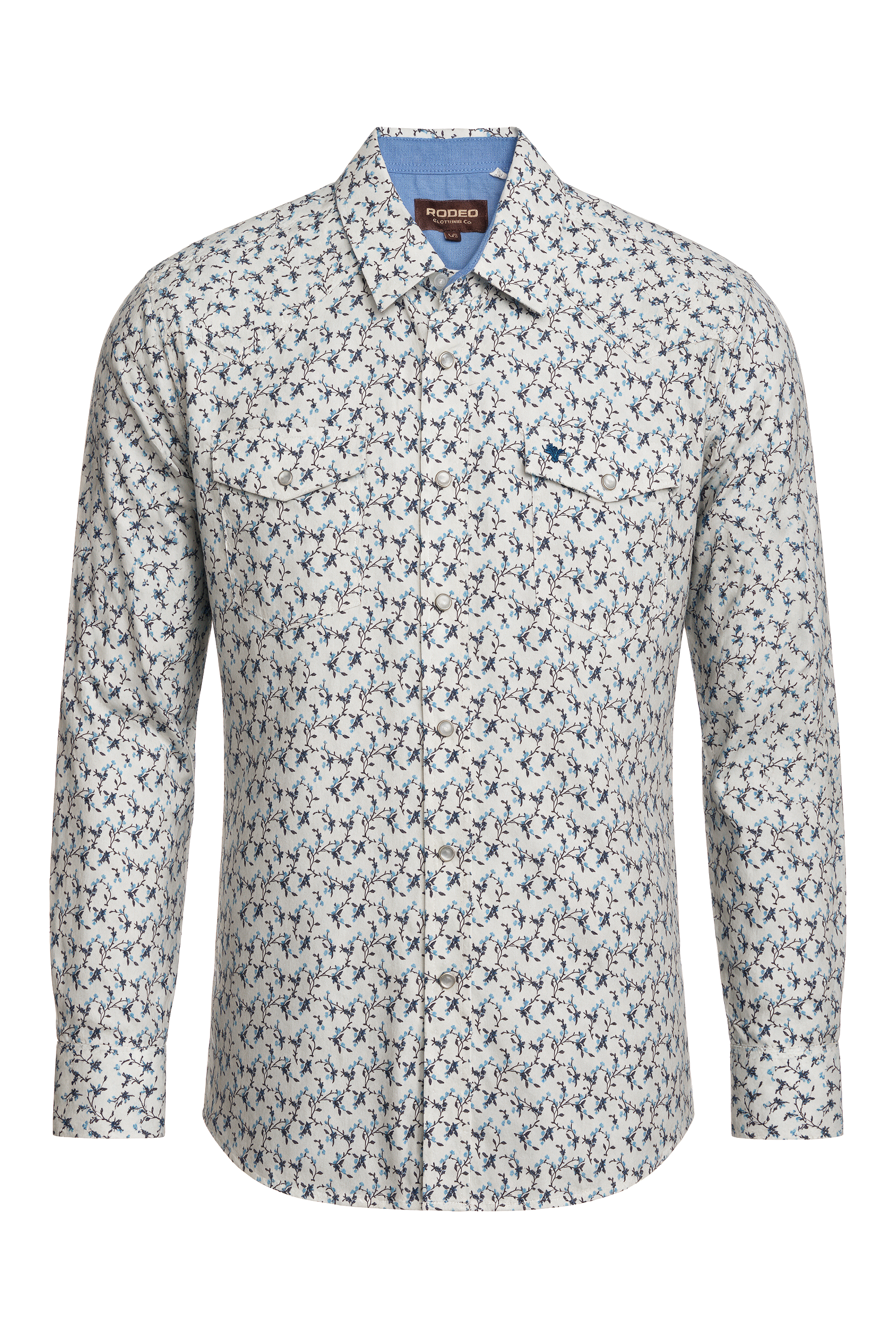 Men's Western Pearl Snap Print Shirt-PS100L-1123