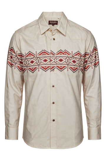 Men's Western Pearl Snap Print Shirt-PS100L-1127