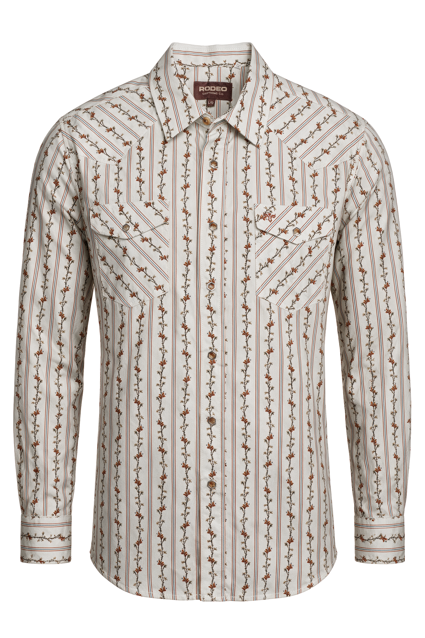 Men's Western Pearl Snap Print Shirt-PS100L-1131