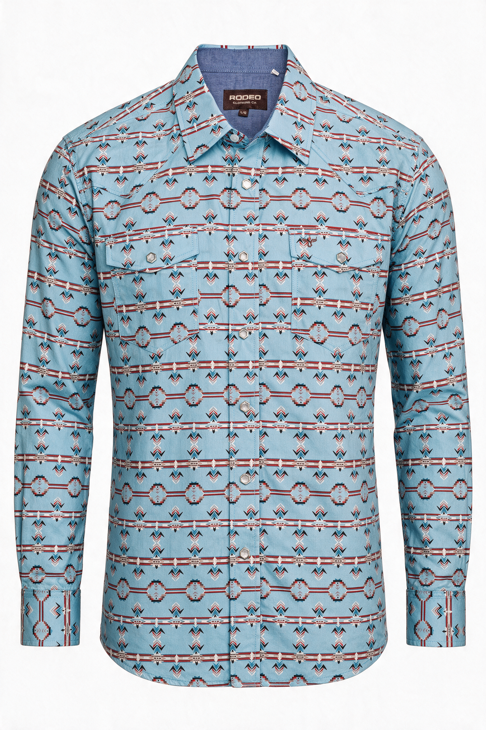 Men's Western Pearl Snap Print Shirt-PS100L-1142