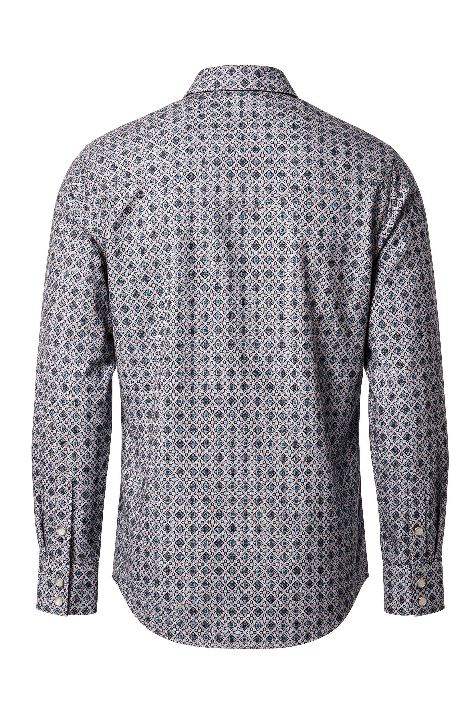 Men's Western Pearl Snap Print Shirt-PS100L-1176