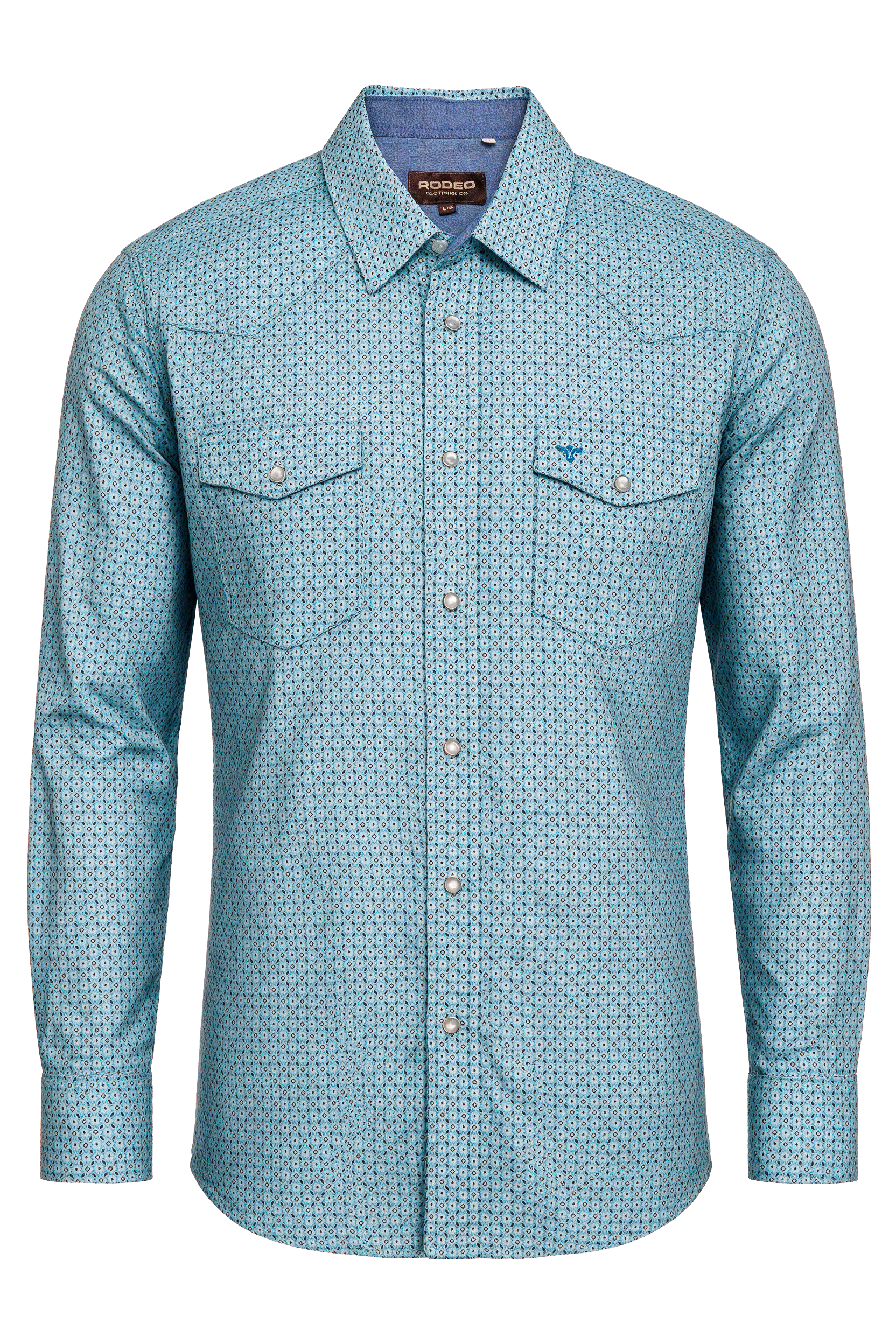 Men's Western Pearl Snap Print Shirt-PS100L-1181