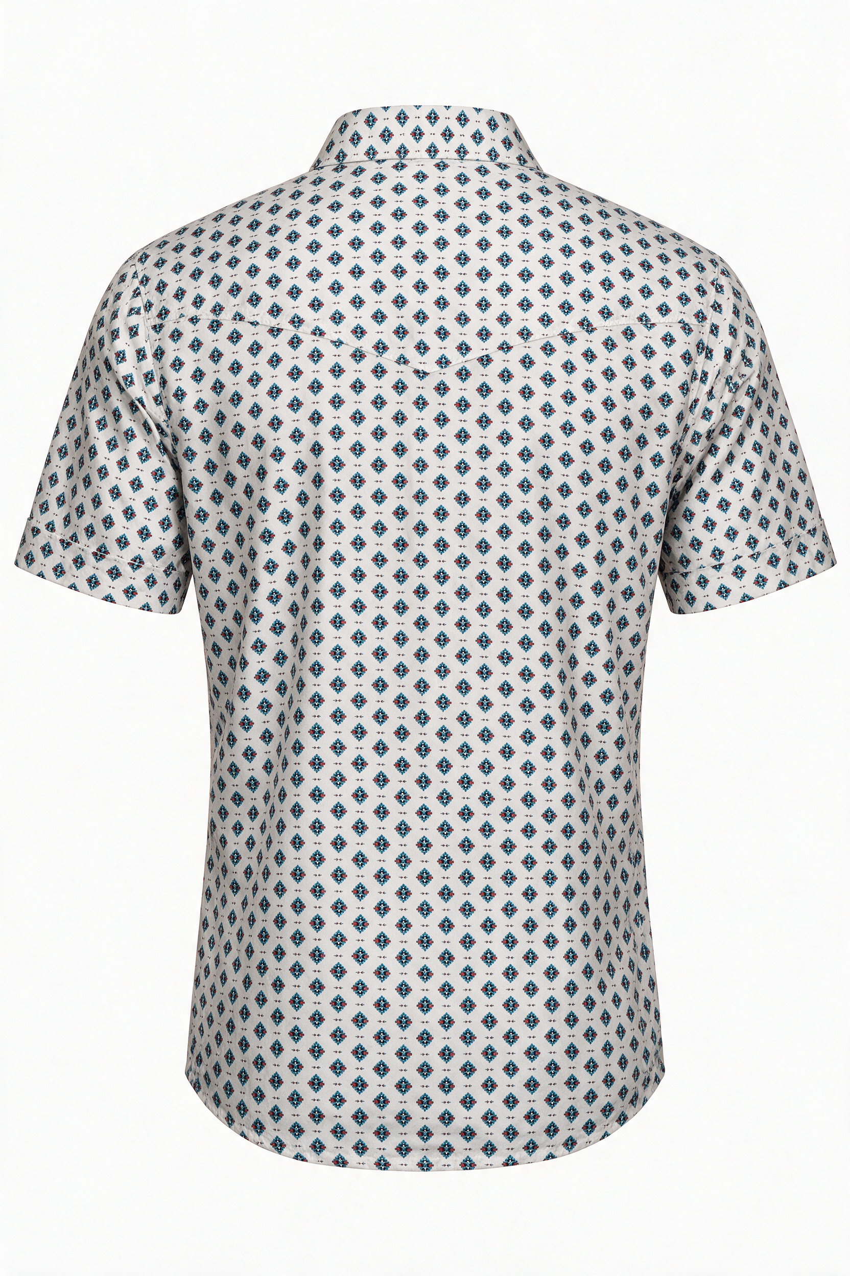 Men's Short Sleeve Pearl Snap Print Shirt-PS100S-1097