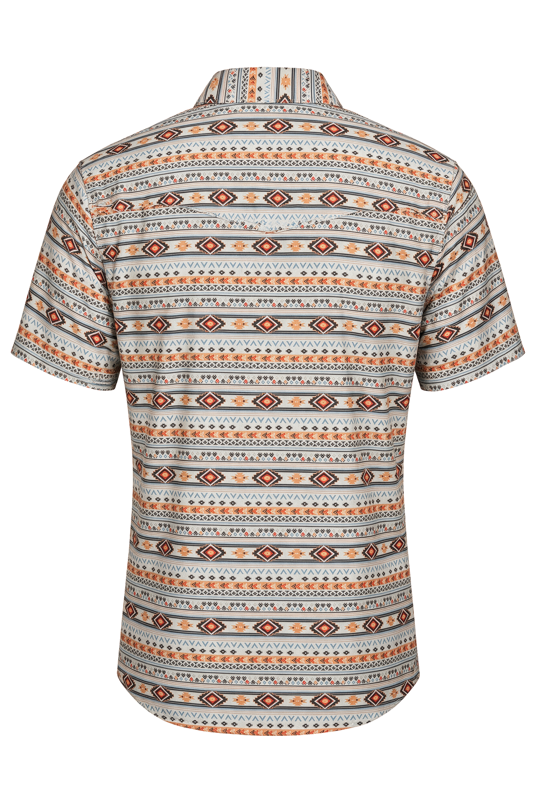Men's Short Sleeve Pearl Snap Print Shirt-PS100S-1140