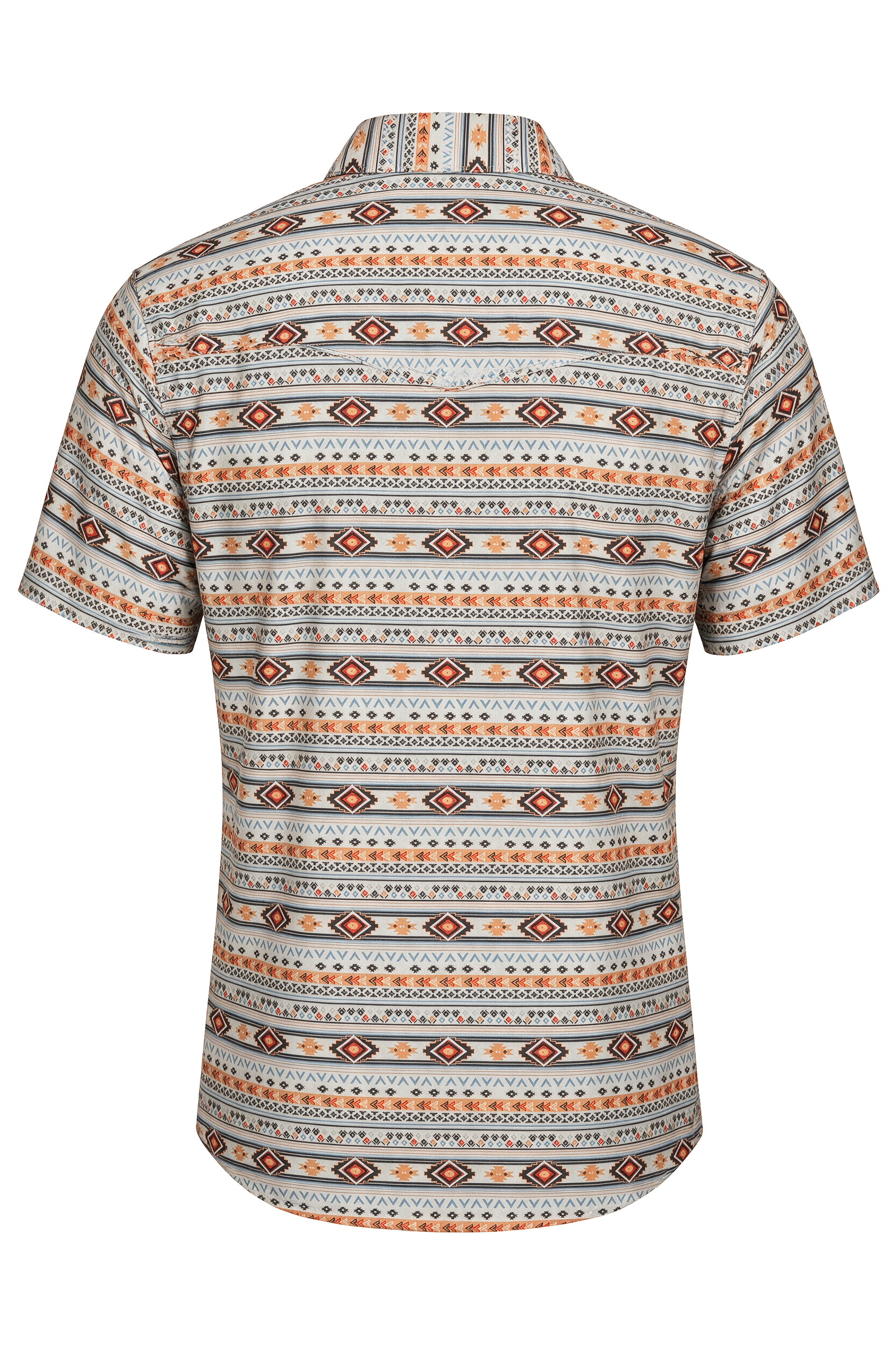 Men's Short Sleeve Pearl Snap Print Shirt-PS100S-1140