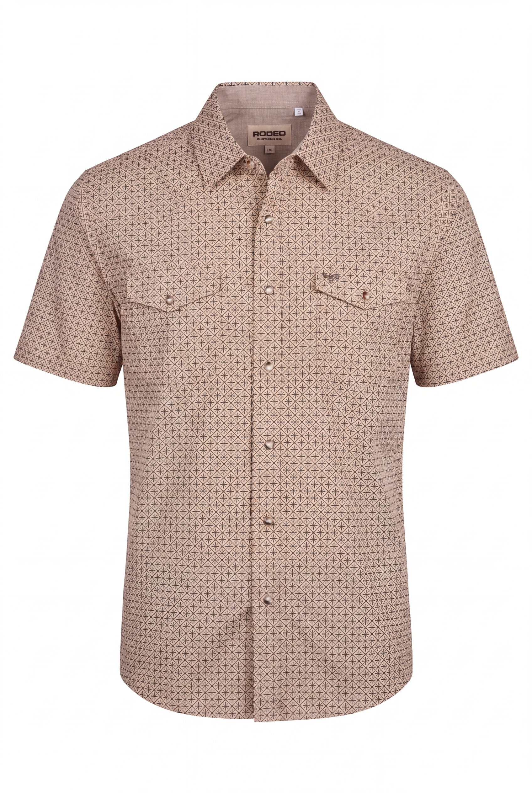 Men's Short Sleeve Pearl Snap Print Shirt-PS100S-1178