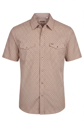 Men's Short Sleeve Pearl Snap Print Shirt-PS100S-1178
