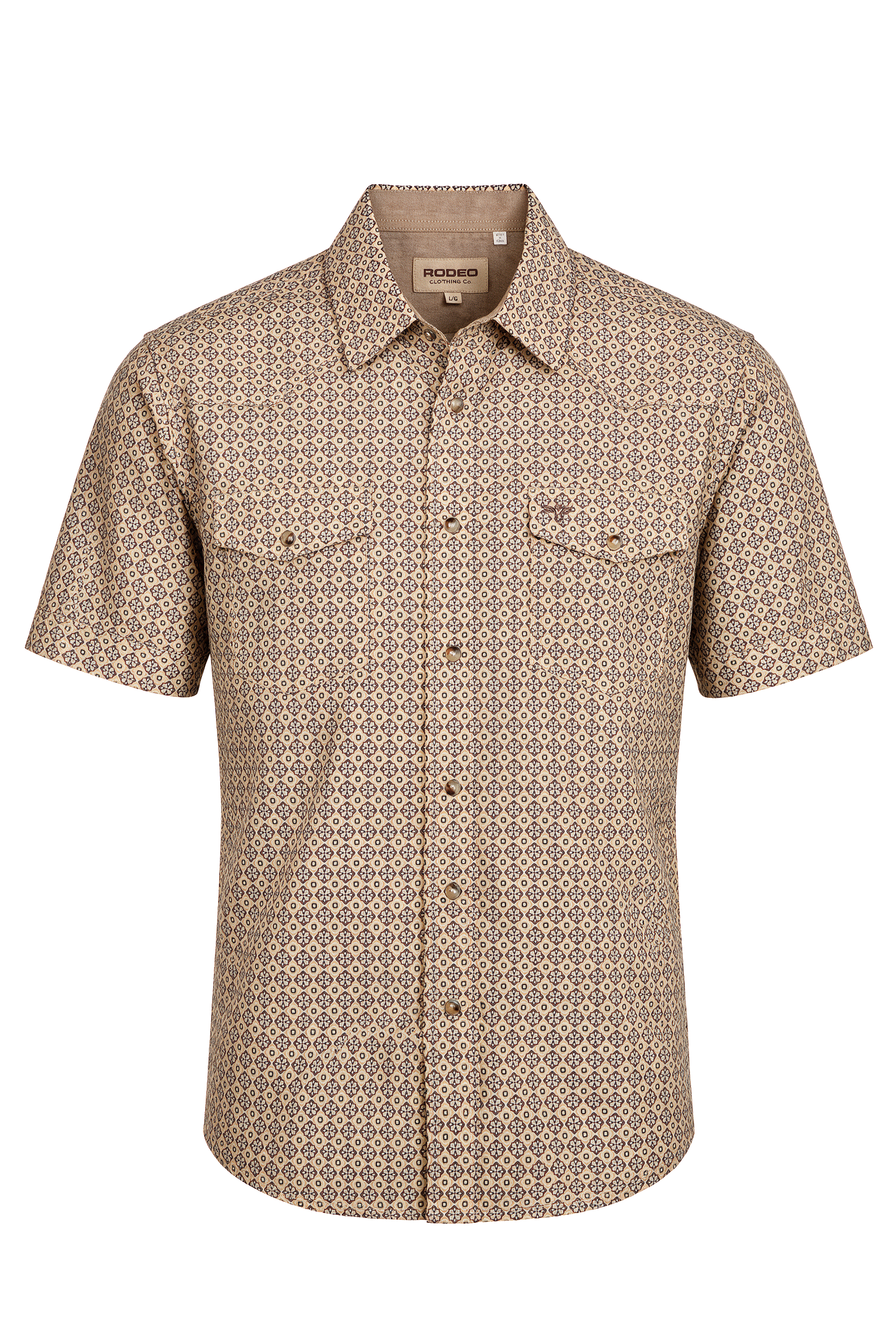 Men's Short Sleeve Pearl Snap Print Shirt-PS100S-1180