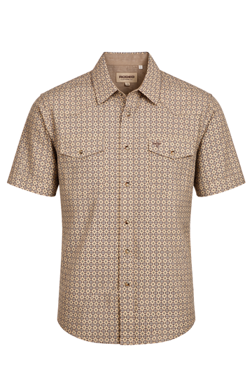 Men's Short Sleeve Pearl Snap Print Shirt-PS100S-1180