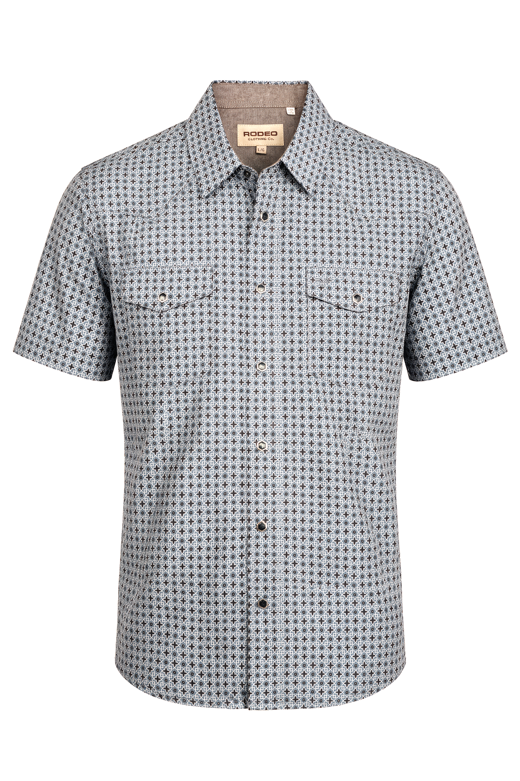Men's Short Sleeve Pearl Snap Print Shirt-PS100S-1181