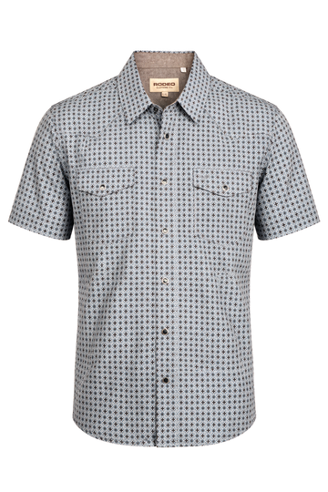 Men's Short Sleeve Pearl Snap Print Shirt-PS100S-1181