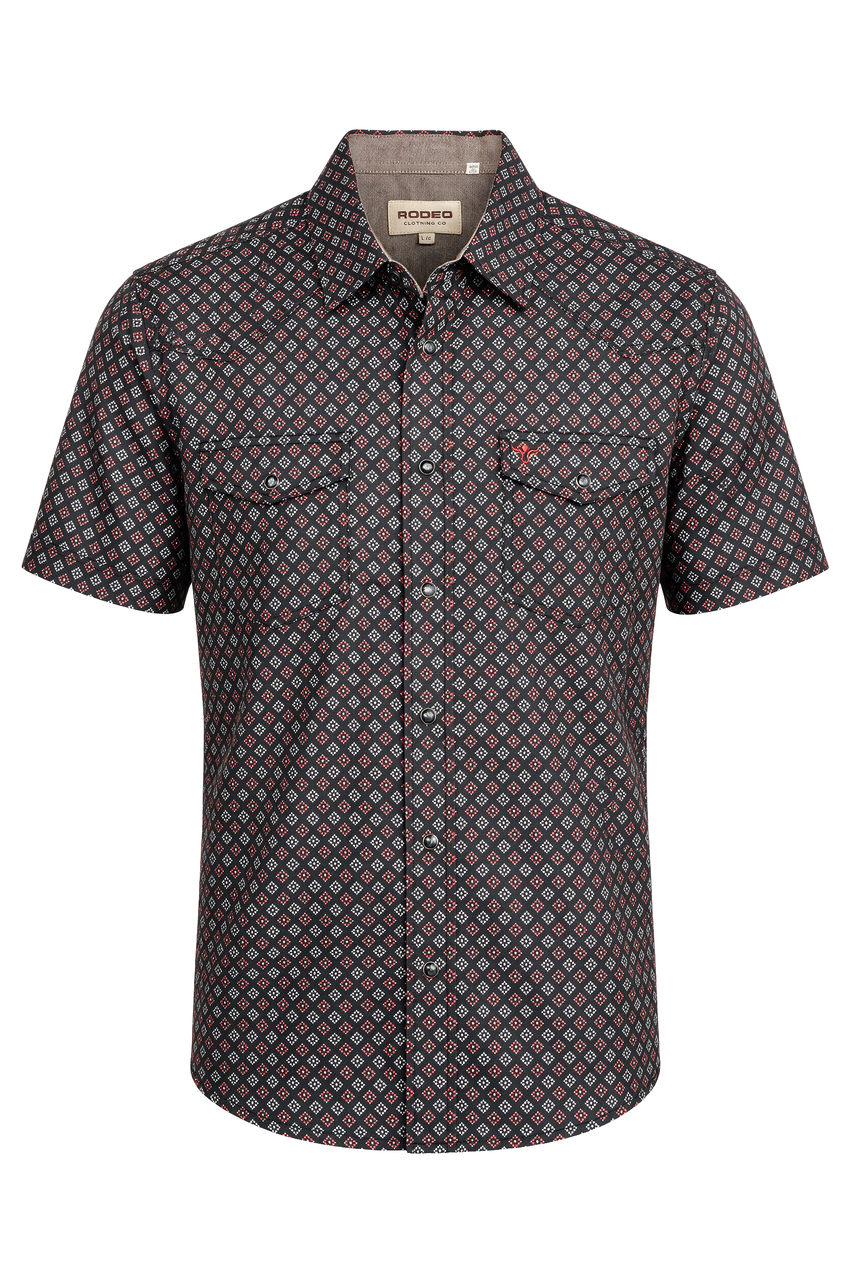 Men's Short Sleeve Pearl Snap Print Shirt-PS100S-1184