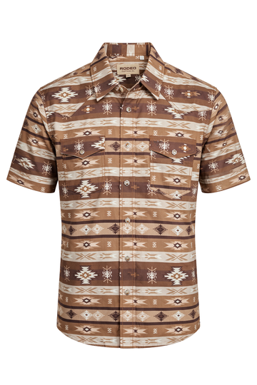 Men's Short Sleeve Pearl Snap Print Shirt-PS100S-1185