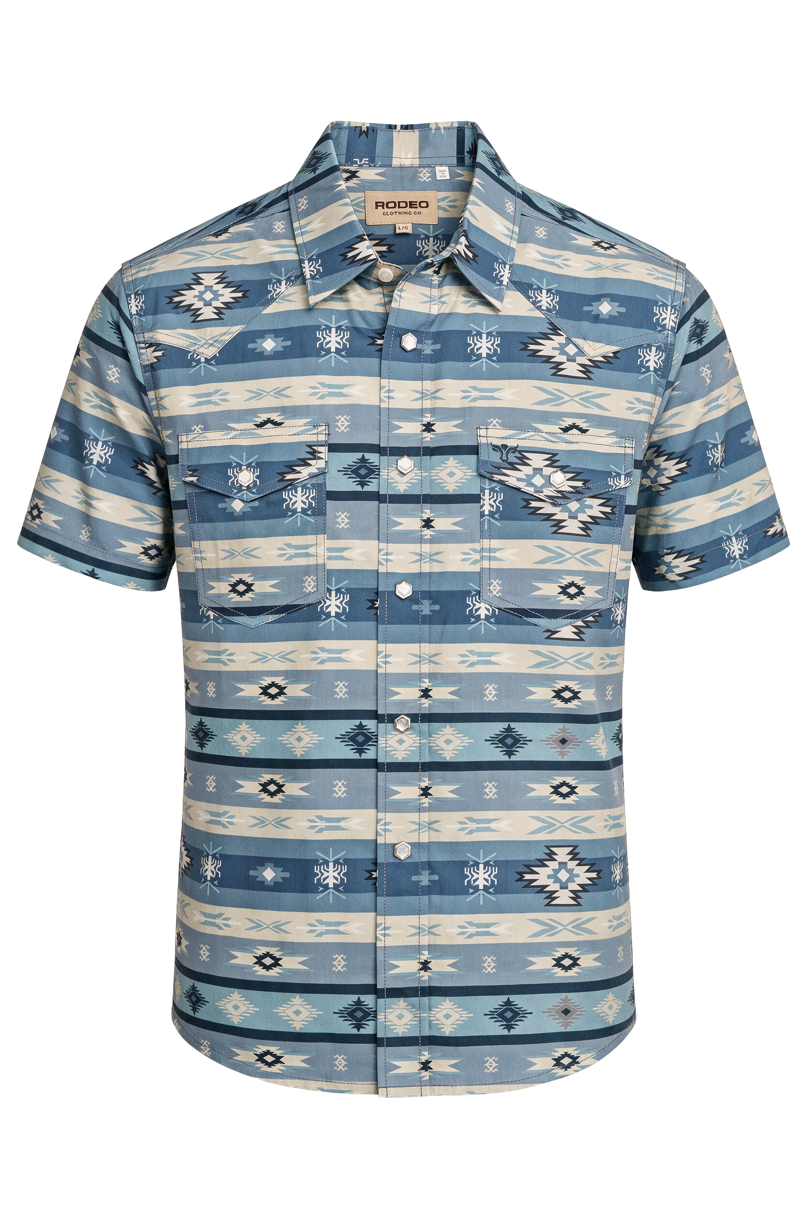 Men's Short Sleeve Pearl Snap Print Shirt-PS100S-1187