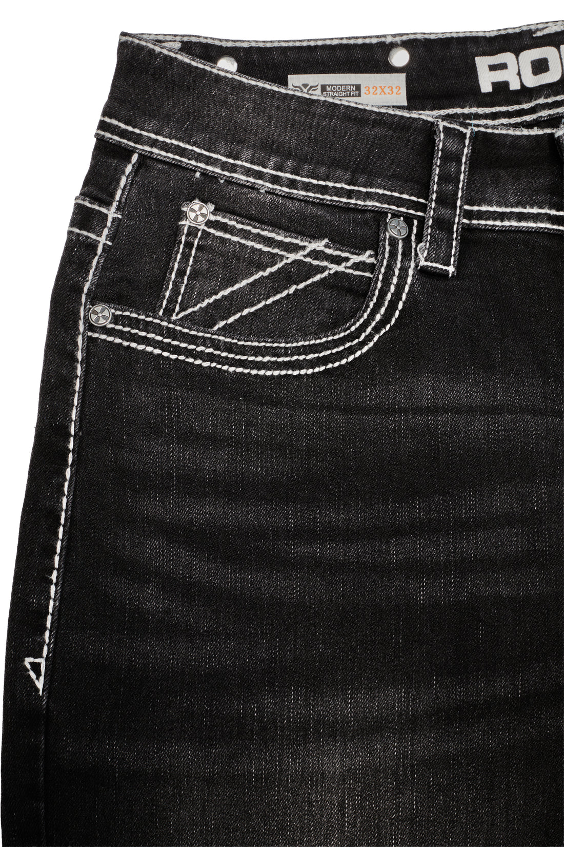 MEN'S COTTON/SPANDEX STRETCH FANCY SLIM STRAIGHT JEANS-504-DKBLACK