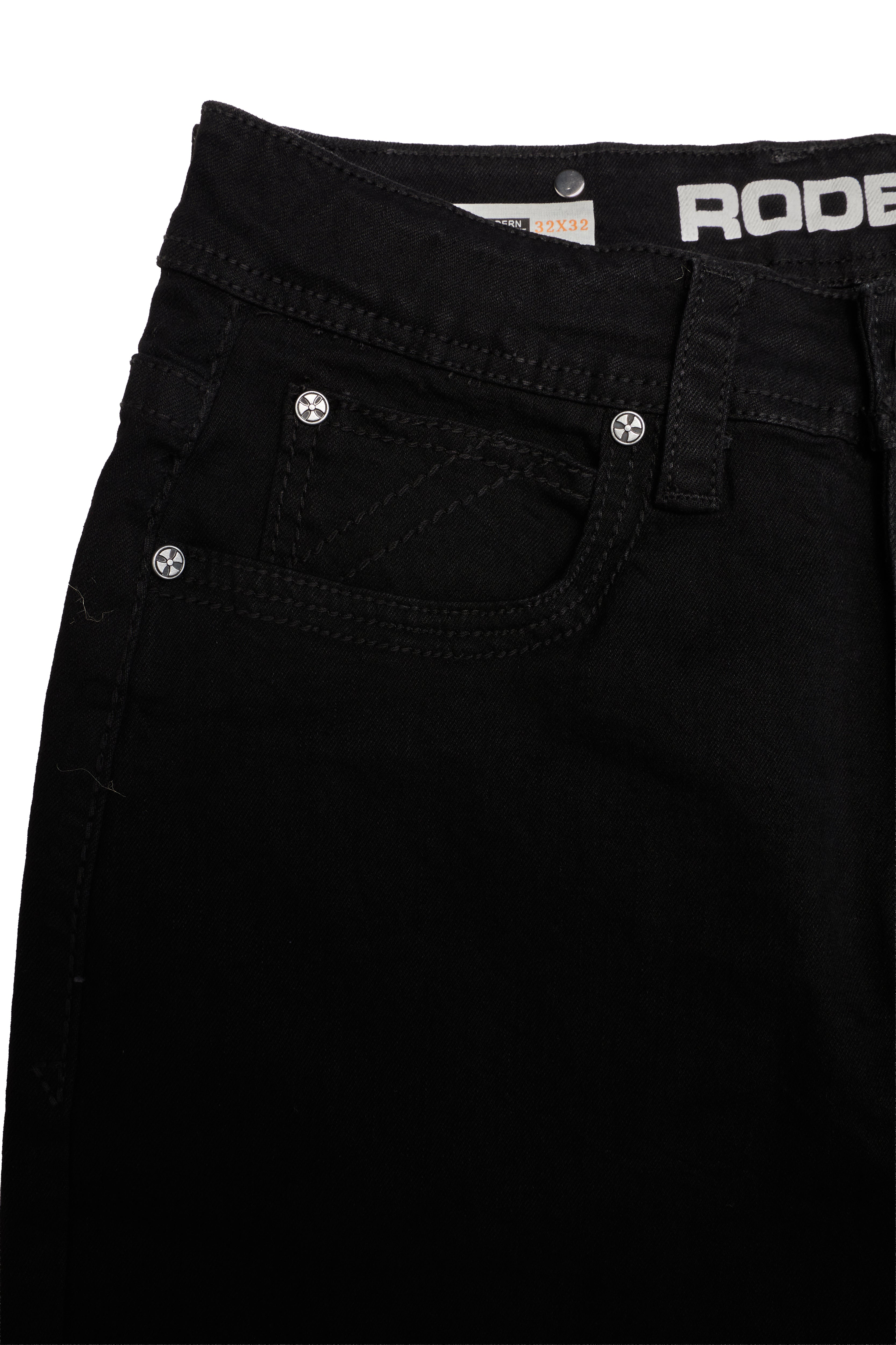 MEN'S COTTON/SPANDEX STRETCH FANCY SLIM STRAIGHT JEANS-RP500-504-JET BLACK