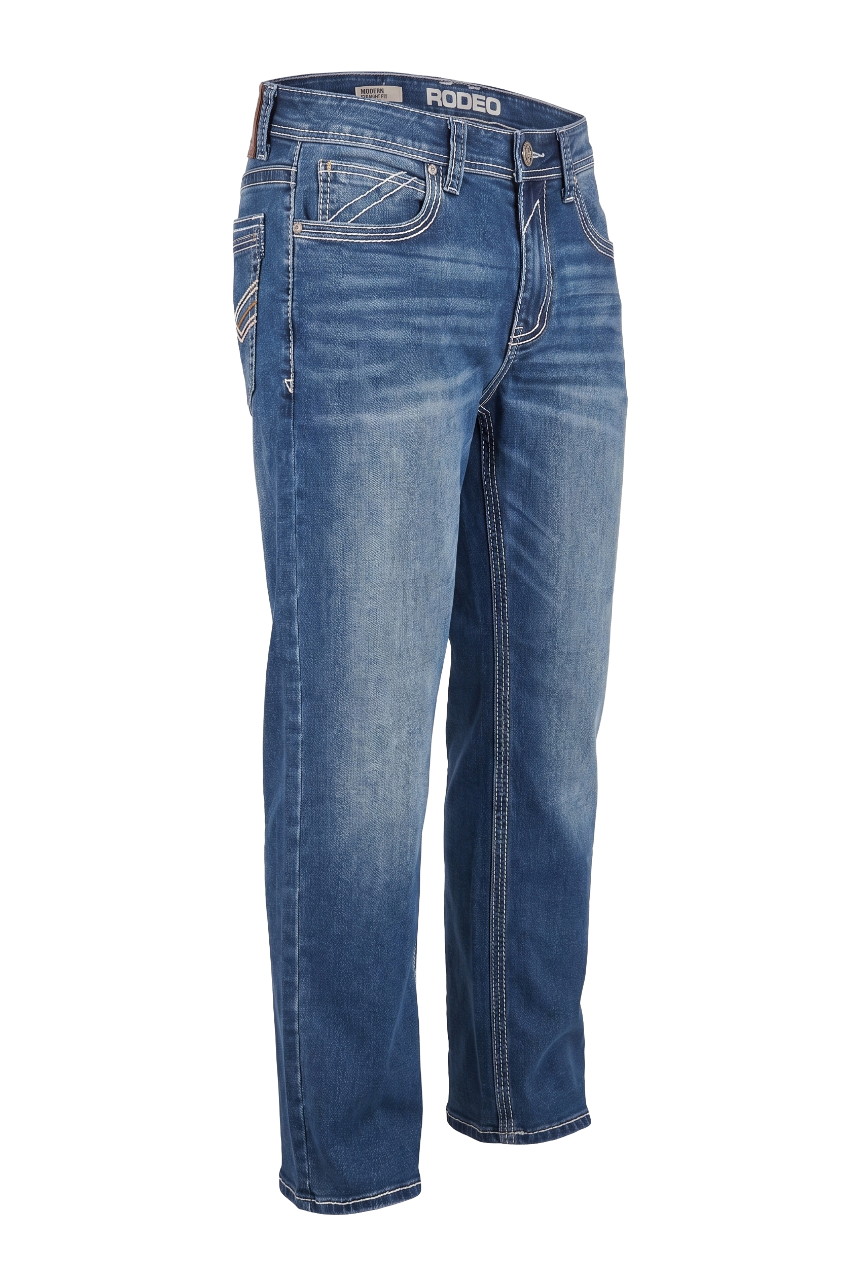 MEN'S COTTON/SPANDEX STRETCH FANCY SLIM STRAIGHT JEANS-RP500-504-LT BLUE