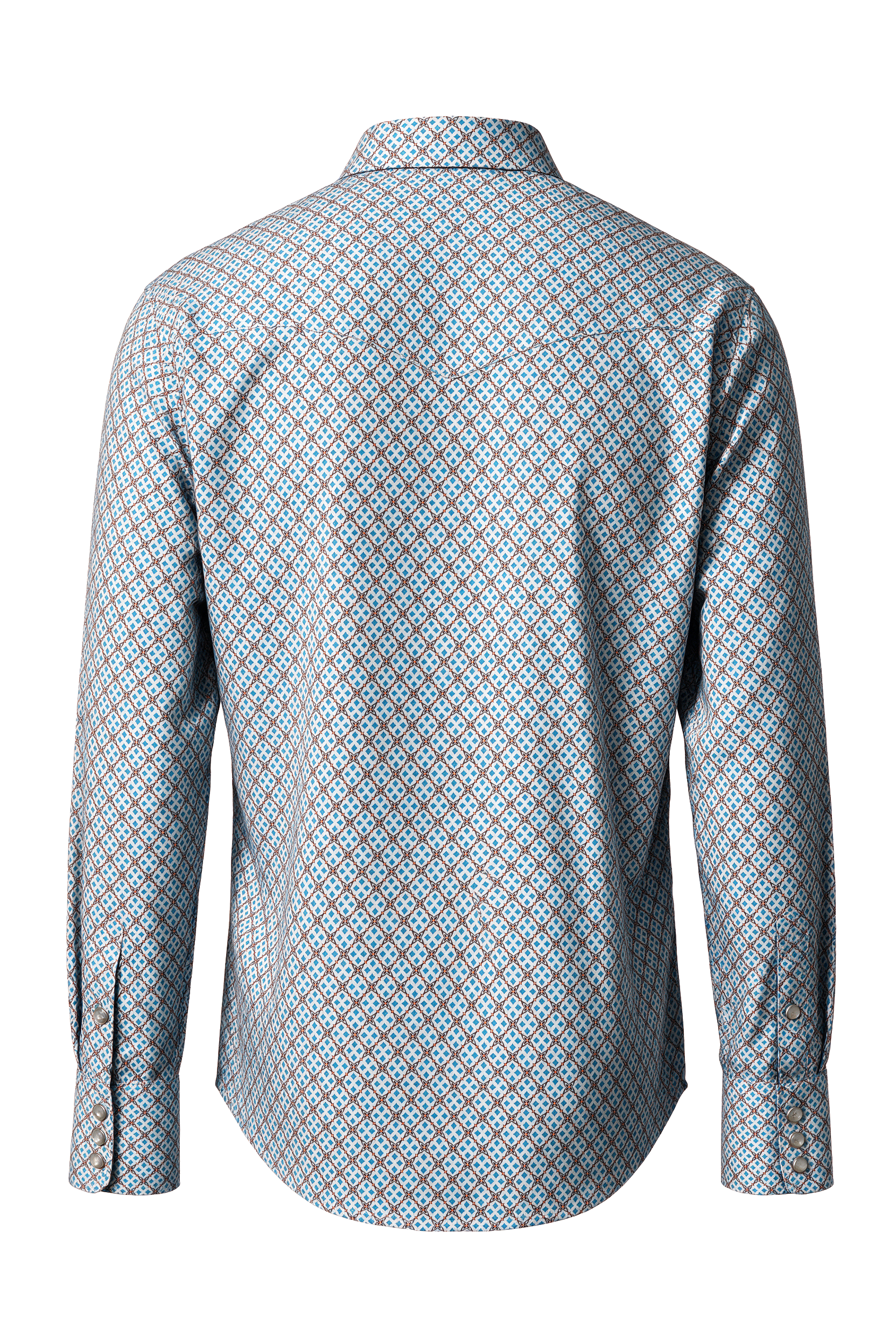 Men's Western Pearl Snap Aztec Print Shirt-MPS110L-1162