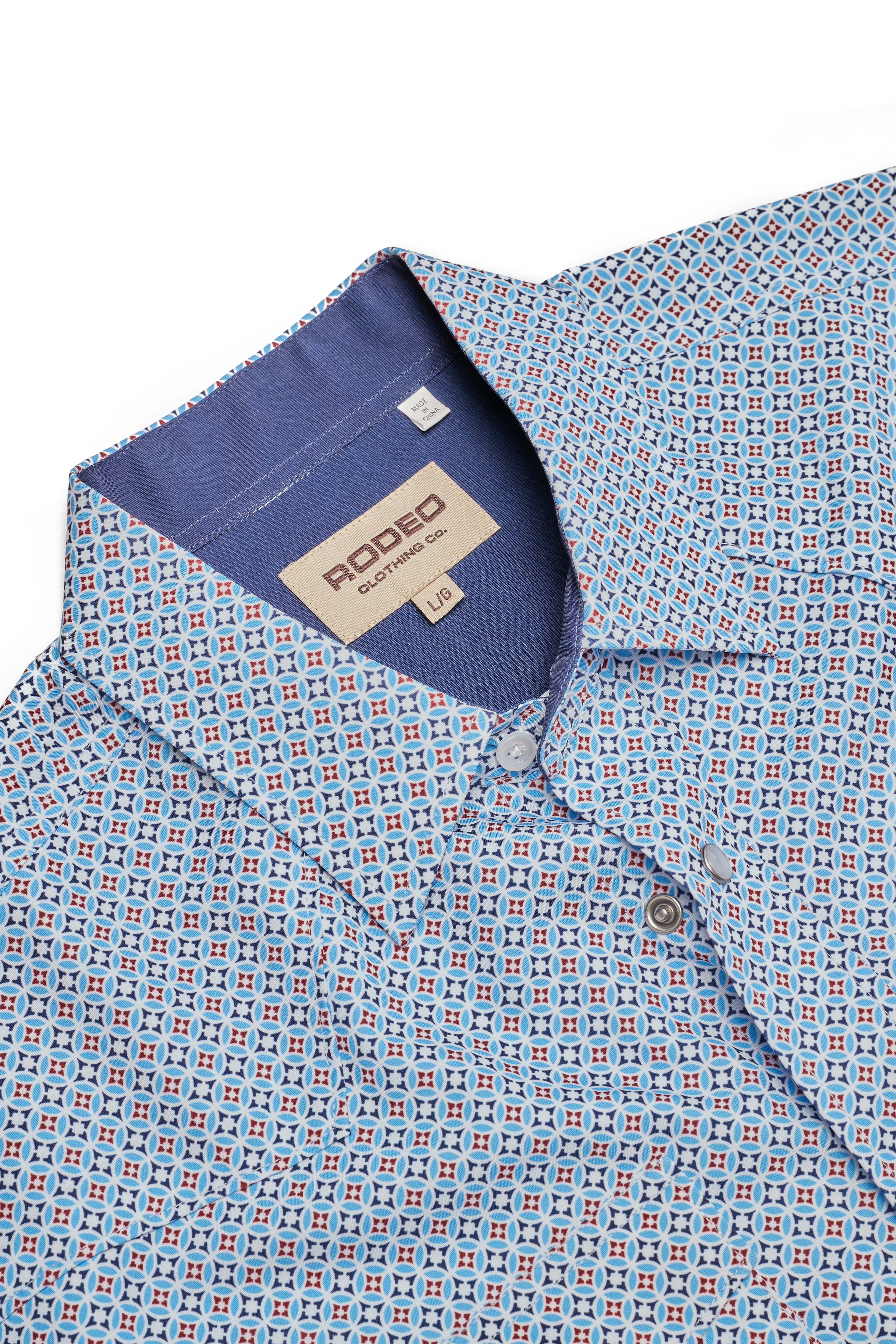 Men's Western Pearl Snap Aztec Print Shirt-MPS110S-1105