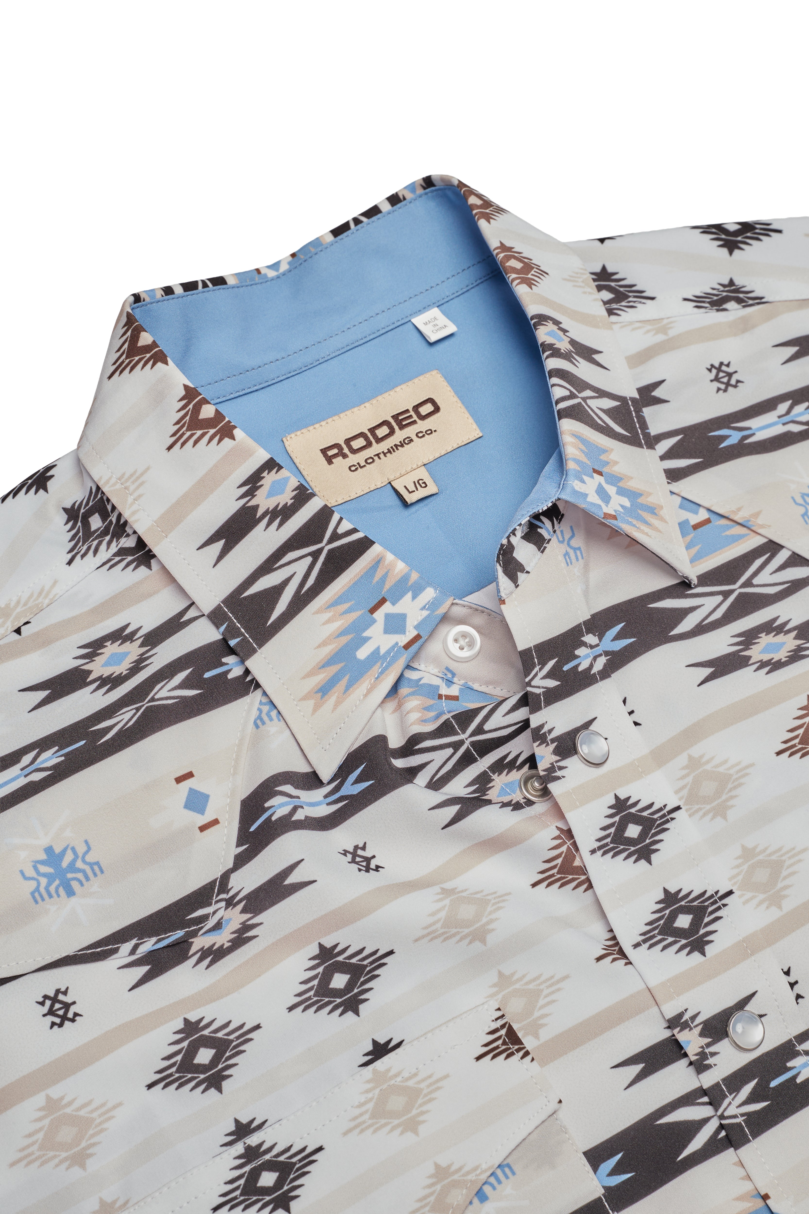 Men's Western Pearl Snap Aztec Print Shirt-MPS110S-1167