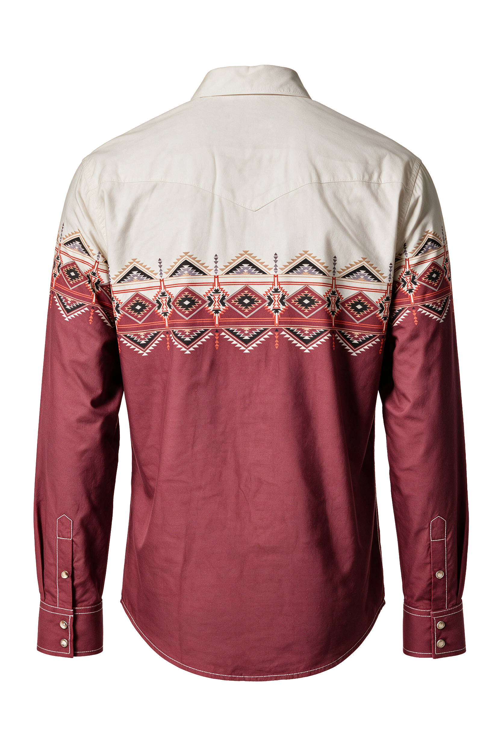 Men's Western Pearl Snap Print Shirt-PS100L-1088